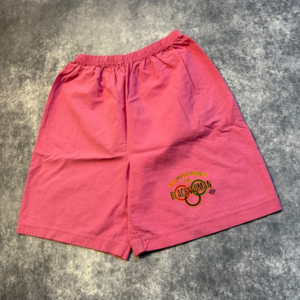 Vintage African Black History‎ Pink Shorts Love Protect Respect Black Woman M